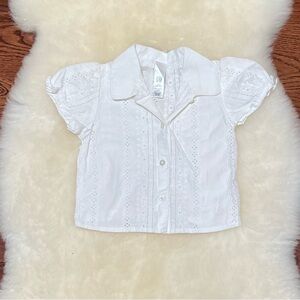 GAP White Eyelet Button-Up Blouse